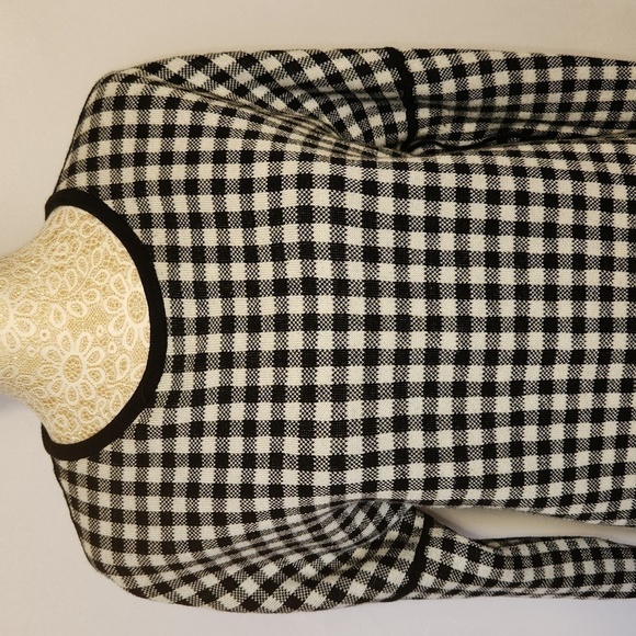 J Jill Sweater Black Gingham Reversable Crew Neck Long Sleeve Farmhouse Size M - Picture 3 of 13